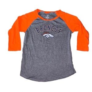 NFL Broncos Gray and Orange 3/4 Sleeve Tee